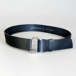 Silpada Black Italian Leather Belt with Silver Tone Buckle, XL